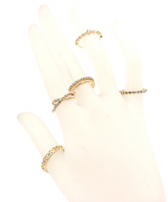5Pcs  Rhinestone Ring Set  RZ300121 GOLD CL
